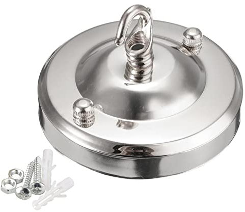 perfk Plafoniera a rosone a soffitto Lampadario in ferro vintage Lampada da soffitto con base per montaggio a soffitto Lampada a sospensione a soffitto, D'argento