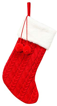 Weihnachtssocken zum Aufhängen für Wand Mini-Weihnachtsdekoration, kariert mit Plüschbeutel, Strumpfmanschette, Strümpfe, Geschenk, Heimdekoration Nikolausstrumpf zum Befüllen und (Red, One Size)