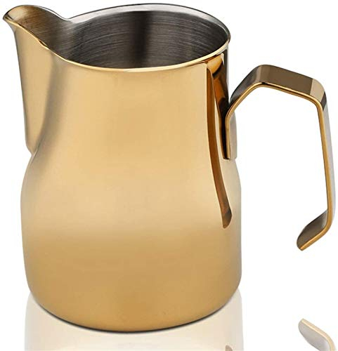 Coffee Pot Creamer Frothing Pitcher Milk Frothing Jug Espresso Coffee Pitcher Barista Craft Coffee Latte Stainless Steel Espresso Milk Jug Espresso Steaming Pitcher (Color : Gold, Size : 750ml)