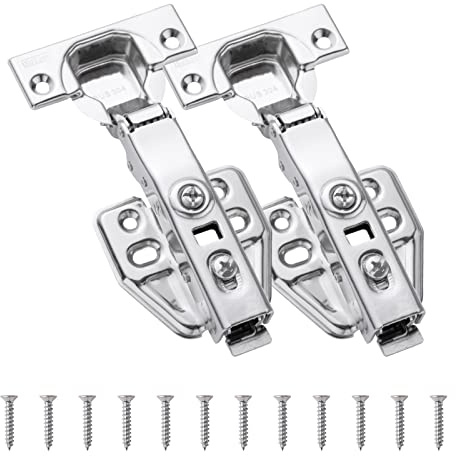 2 Stück türscharniere,Soft Close schrank scharniere 304 stahl,110 Grad Möbelscharniere inkl Schrauben, topfscharnier schablone,Integrierter Automatikscharnier für Kleiderschrank