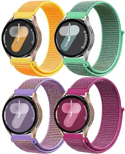 DMVEIMAL Bracelet de montre 20 mm, 4PCS Bracelets de Nylon pour Samsung Galaxy Watch 4/5, Garmin, Amazfit, autres montres connectées 20 mm, Sport, Breathable, Menthe/Papaye/Rouge/Lilas
