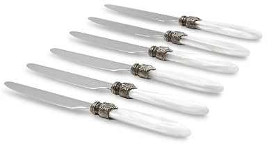 Rivadossi Sandro 4306COT03 Set di Coltelli da Tavola, 6 Pezzi - Laura - 100% Made in Italy, Artigianalità e Design, Acciaio Inox 18/10,Bianco