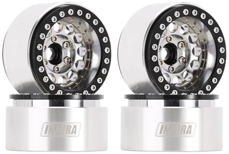 INJORA 1.9 Beadlock Wheel Rim - 150g Super Heavy Brass & Aluminum Deep Dish Wheel for 1/10 RC Crawler SCX10 TRX4 VS4-10 Gen8 (Silver)