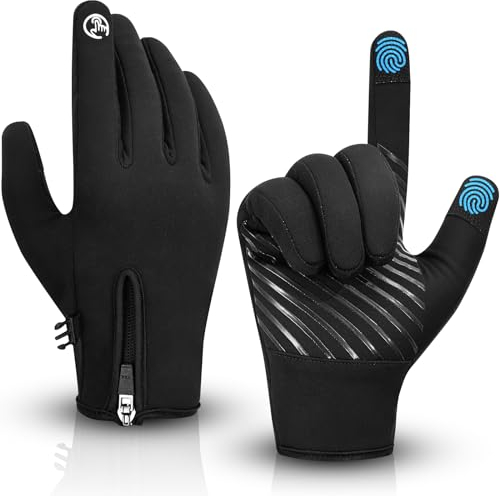 WESTWOOD FOX Fahrradhandschuhe für Damen und Herren, warm, Thermisch, rutschfest Touchscreen Winddichte Fleece-Winterhandschuhe zum Laufen Wandern Rads Outdoor Aktivität (Schwarz, S)
