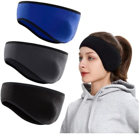 GWAWG 3 PCS Bandeau d'oreille léger,Hiver Bandeau Cache-Oreilles Tissu Chaleureux Confortable molletonné avec Couverture complète Oreille Extensible Unisexe pour Adulte Hommes Femmes Sport Quotidien