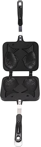 Tyenaza Taiyaki Pan Maker Doppia Padella Giapponese Antiaderente a Doppia Faccia per Pancake a Forma di Pesce per La Produzione di Waffle da Cucina a Fiamma Aperta