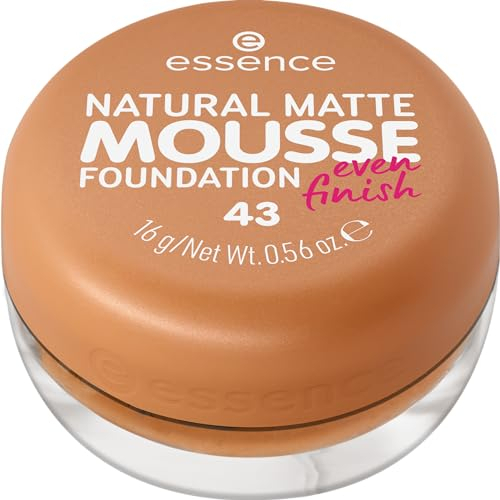 Esence Natural Matte Mousse Foundation, n.º 43, nude, mate, mate, vegano, sin perfume, sin alcohol, sin conservantes, 1 unidad (16 g)