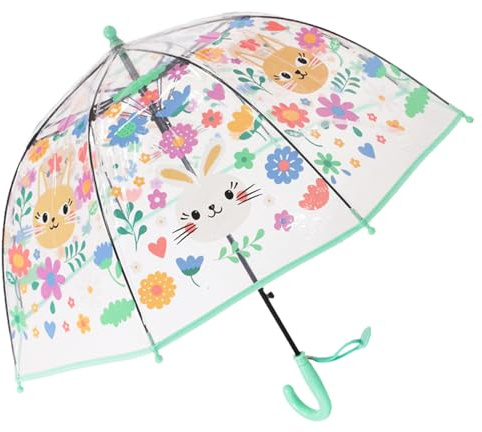 ThreeH Parapluie à bulles clair pour enfants Ciel léger fleur surface auvent 27 pouces pour les garçons et les filles âgés de 3 à 10 ans,Vert