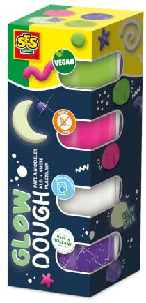 SES Creative 00516 Feel Good Knete-Glow (4x90gr), Mehrfarbig