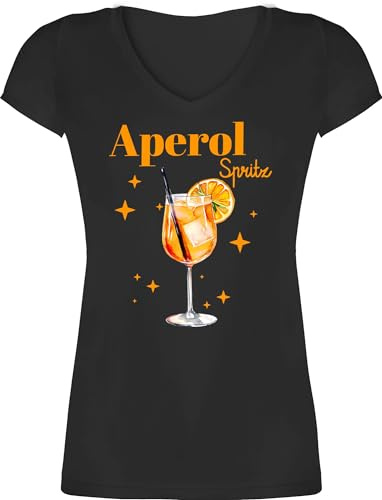 Shirtracer - T-Shirt Damen V Ausschnitt - Karneval & Fasching - Aperol Spritz Kostüm I Aperoli I Aperollin Freundin Spritztour