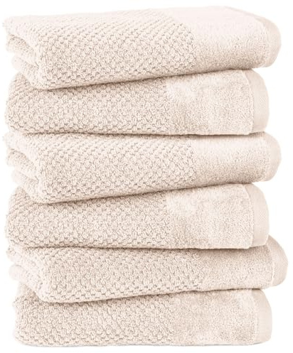 Pure Label Handtuch 50x100cm 6er-Pack aus 100% Baumwolle - Creme | Waschbar bis 60°C, trocknergeeignet - weich & saugstark