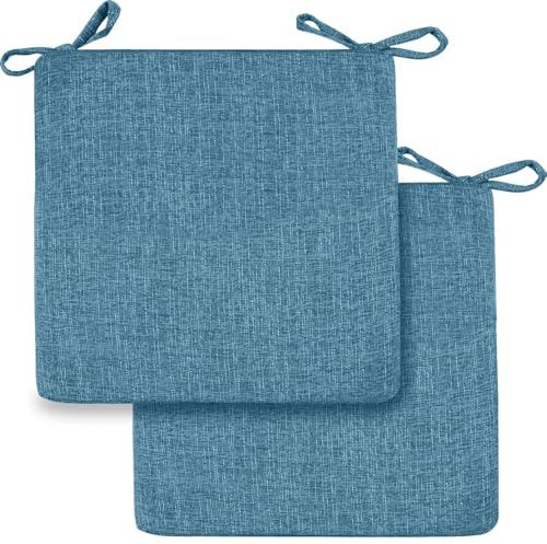 2/4/6er Set Sitzkissen Stuhl Waschbares Stuhlkissen mit Bindeband 40x40/45x45/50x50cm Rutschfestes Sitzpolster halbrund geeignet for Gartenstuhl, Esszimmerstuhl oder Bürostuhl(Blue,2pcs:45x45x5cm)