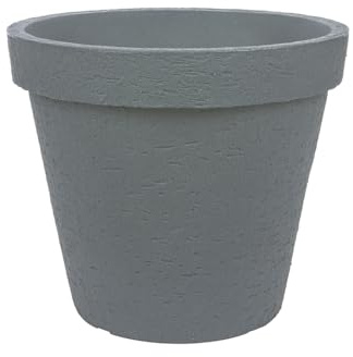 Kreher XL Pflanztopf/Pflanzkübel rund mit 60 cm Durchmesser, 54 cm hoch! Der Eye-Catcher für Garten, Terrasse, Restaurants & Gewerbe! In Grau mit Steinoptik