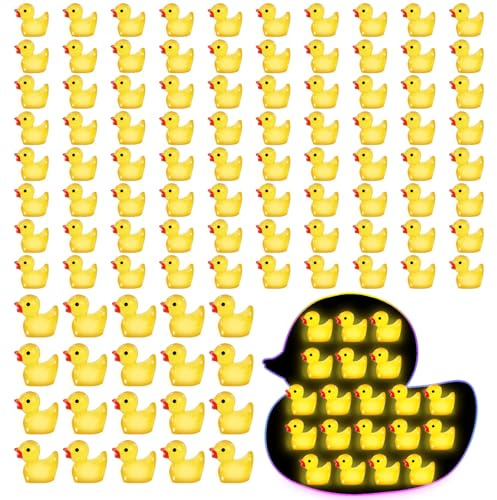 FIHODONE 120 Stück Mini Enten Resin, Ente zum Basteln, Kleine Enten, Mini Figuren Duck, Miniatur Duck, Kleine Figuren Minienten für Baby Aquarium, Bonsai Spiel