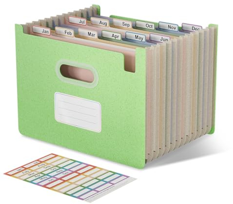 EcoStash A4 Dokumentenmappe, 12 Fächer aus Weizenstroh, Mintgrün | Oben offene Fächermappe, Sortiermappe und Organizer für Rechnungen, Belege und Schulunterlagen für Büro, Schule und Zuhause