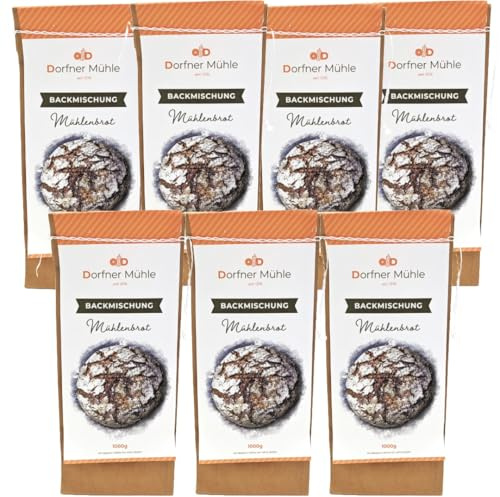 Brotbackmischungen Dorfner Mühle - 14 Brote [7x1kg] - Handgemacht in Bayern seit Generationen (7 x 1kg, Mühlenbrot)
