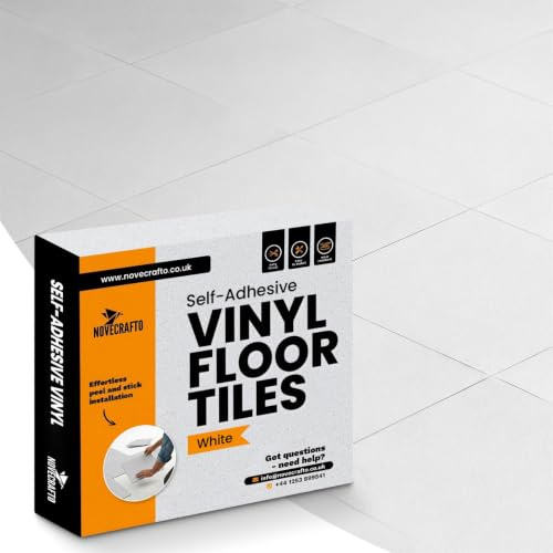 Vinyl Floor Tiles Self Adhesive - 60 Pack / 60sqf (5.57 sqm) Vinyl Flooring Peel And Stick Floor Tile - 12x12 inch (30.5x30.5cm) - For Kitchen, Living Room and Bathroom - White Checkerboard