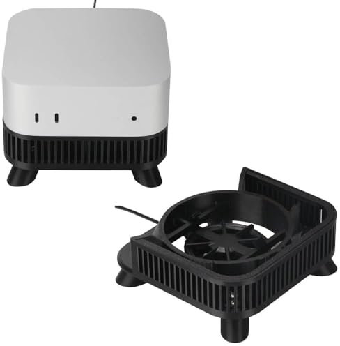BeisDirect Cooling Base Stand for Mac Mini M4/M4 Pro 2024 Computer Holder Anti Slip Bracket with USB-Powered Cooling Fan, Mac Mini M4 Mount Stand Desktop Stand Holder (Black)
