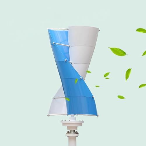 Aerogenerador Vertical 24V 12V Turbina Eólica para Casa en Espiral Kit de Generador de Turbina Eólica de 2 Palas Turbina Eólica de Eje Vertical for Barco(100W 12V)