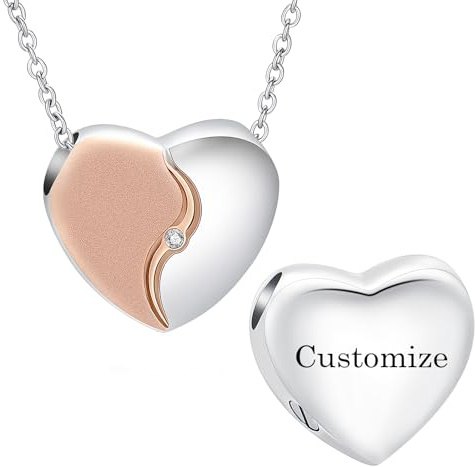 VCCWYQK Collar con urna en forma de corazón para cenizas para mujeres y hombres, joyería conmemorativa, medallón, colgante, recuerdo conmemorativo, regalo para portar cenizas humanas, Acero inoxidable