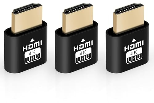 AXFEE HDMI Dummy Plug Émulateur d'affichage, 3 PCS Prise Virtuelle HDMI 4K | Plug and Play,Supporter 4K@60Hz 3840x2160,Adaptateur HDMI Headless,Headless Ghost Display Emulator pour Laptop/Moniteur(Noir)