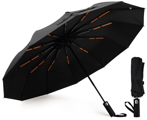 Romon Automatischer Regenschirm, Sturmfest Kompakt UV Schutz, Ideal für Unterwegs, Hochwertiger Taschenschirm mit Ein Knopf Bedienung
