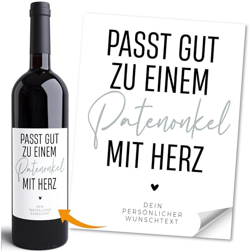 Moonworks® Weinetiketten personalisiert Wunschtext Flaschenetikett Weingeschenk Passt gut zu einem Lieblingsmensch mit Herz Schwarz unisize