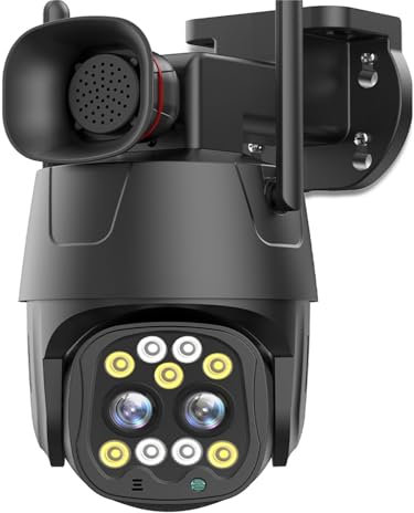 Videocamera Sorveglianza, Telecamera IP 4G SIM Card 4K 8MP Dual Lens Zoom 8X Telecamera PTZ Telecamera di sicurezza con tracciamento automatico 4MP Sorveglianza CCTV esterna per uso esterno e domestic