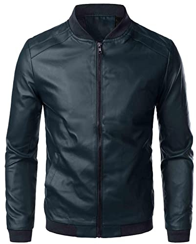 Giacca di Pelle da Uomo, Giacca da Uomo in Similpelle con Collo Alto di Transizione Matelassee Moto Pilota Zippato Cerniera Casual Giacca Similpelle Giacca a Vento Faux Leather Jacket