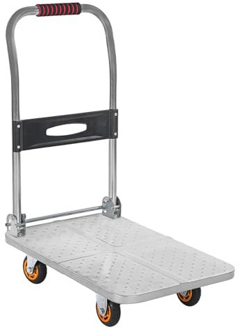 Plattformwagen mit 360-Grad-Schwenkrädern, faltbarer Flachbettwagen zum Beladen und Aufbewahren, ideal für Garage und Lager