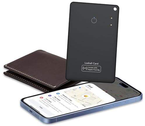 CASCHO [Apple MFi Certified] Air Tracker Tag Wallet Tracker Card, 1.6mm Rechargeable Smartcard Work with Apple Find My, Keys Finder and Item Locator for Passport, Bags, Laptop, Black 1 Pack, iOS only