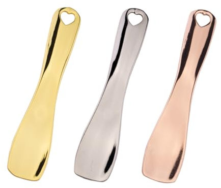 VICASKY Lot De 3 Spatules De Beauté En Alliage De Zinc, Petites Cuillères à Crème Visage, Coloris or Argenté Et Rose Doré, Outil Compact Pour Application Masque Facial, Soin Maison Et Voyage