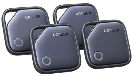 UGREEN FineTrack (4 Pack) Compatible with Apple Find My (iOS only), Tracker Tag with 2-Year Replaceable Battery, 80dB Alarm Volume, Bluetooth Finder for Keys, Wallet, Luggage, Suitcase and More
