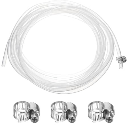 sourcing map Silicone Tubing, 0.28 ID. 0.31 OD. 16.4 ft Length Transparent Tube with Clamps High-Temperature Silicone Hose Tube for Water Oil Transfer, Clear
