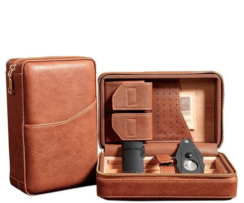Caja de Viaje Humidor portátil, Caja for Puros, Estuche for Puros de Viaje, Humidor de Puros de Madera de Cedro de Cuero, Accesorios for Cajas Humidor de Viaje