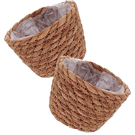 VICASKY Panier de Fleurs Tressé 2Pcs pour Plantes d'Intérieur 13Cm Jardinière en Osier Décoration de Maison Pratique Résistante et Chic