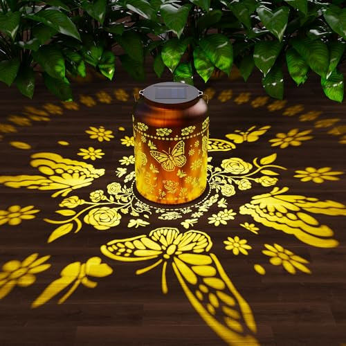 Butterfly Solar Lantern - Ideal Gift for Mom Women Birthday & Christmas Waterproof Outdoor Garden Lights Hanging Standing Metal Garden Gifts Decor