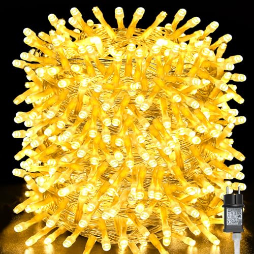 Gcstnn 40M Lichterkette Außen Strom, 400er Warmweiß LED Lichterkette Weihnachtsbaum mit Stecker/Wasserdicht/Timer/8 Beleuchtungsmodi für Balkon Garten Hochzeit Weihnachten Party Deko Outdoor Innen