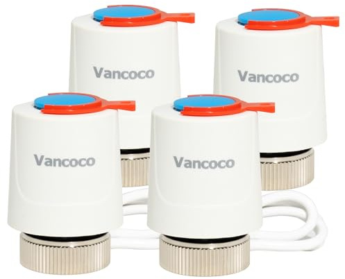 VANCOCO 4er Set Stellantrieb Fussbodenheizung 230V M30x1,5 NC | Stromlos Geschlossen, Thermischer Stellmotor für Fußbodenheizung & Heizkreisverteiler