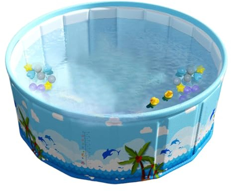 Paddling Pool for Dogs, Portable Outdoor Dog Bathtubs, Foldable Kiddie Pool for Toddler, Non-Inflatable Swimming Pool for Baby Dogs Cats Playing Water, 45 x 120CM