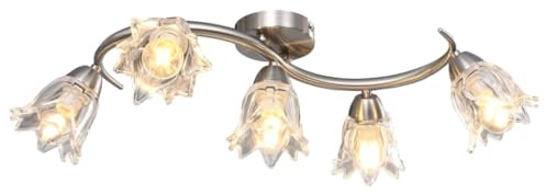 Générique Plafonnier et Abat-Jour Verre Transparent 5 Ampoules E14 Tulipe,Maison & Jardin,Luminaires,Appareils d'éclairage,Plafonniers,Transparent,2.55 KG,289233
