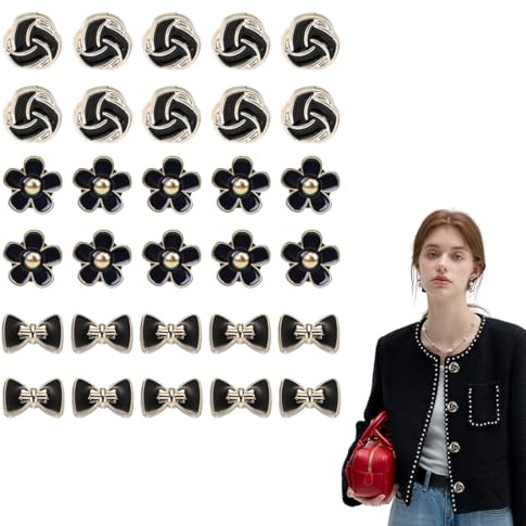 30 Pièces Broche Femme Vetement, Boutons de Broche de Chemise, Boutons de Chemise Invisibles, pour bijoux, pins, boutons mercerie, sacs, chaussures, robes de mariée, bricolage