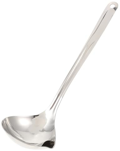 Gadpiparty Mestolo con Filtro in Acciaio Inossidabile Cucchiaio Multifunzionale con Beccuccio per Separazione Grasso e Brodo Impugnatura Ergonomica Antiscivolo per Cucina