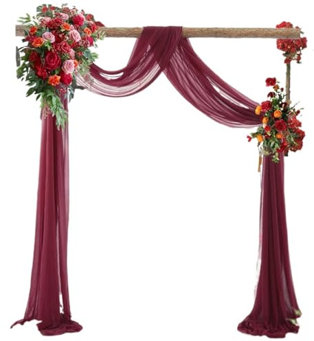 GIYXHU Tessuto per Drappeggio dell'Arco Nuziale Arco di Nozze Drappeggio Tessuto Chiffon panneggio soffitto del Partito Tende ad Arco for Il Matrimonio(Burgundy,70x800cm)