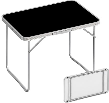 Relaxdays Campingtisch, Faltbarer Beistelltisch, HBT 68,5 x 80 x 60 cm, Camping & Picknick, Klapptisch Alu, schwarz