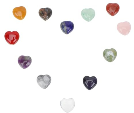 ORFOFE Piedras Decorativas en Forma de Corazón Mini Tamaño 12 Piezas de Muestras Minerales Naturales para Decoración de Escritorio Adornos de Piedra para Hogar Oficina y Regalos
