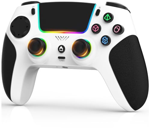 SFGSUP Wireless Controller for PS5/PC/MAC/iOS/Android/Steam Deck, with Hall Effect Joystick&Trigger/8 RGB Lighting/Turbo/Dual Vibration/Programmable/Headset Jack/Anti-Slip Handle Grip/1500 mAh Battery