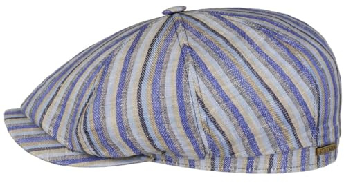 Stetson Hatteras Schirmmütze Flatcap gestreift Mehrfarbig Made in EU Herren Frühling Sommer