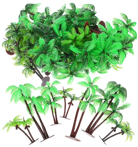 Beavorty Mini Cocotier Plastique 31 Pièces pour Décoration Tropicale Intérieure et Maquettes de Micro-Paysages Petits Palmiers Artificiels Robustes