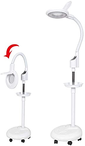 UYCVT Magnifying Glass,Magnifier 16X Magnifier Lamp Floor Standing,Adjusting Light, Magnifying Light Adjustable Wheels,Storage Tray, for Skincare Beauty Nail Manicure Tattoo Sa